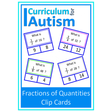 Fractions of Numbers Clip Cards